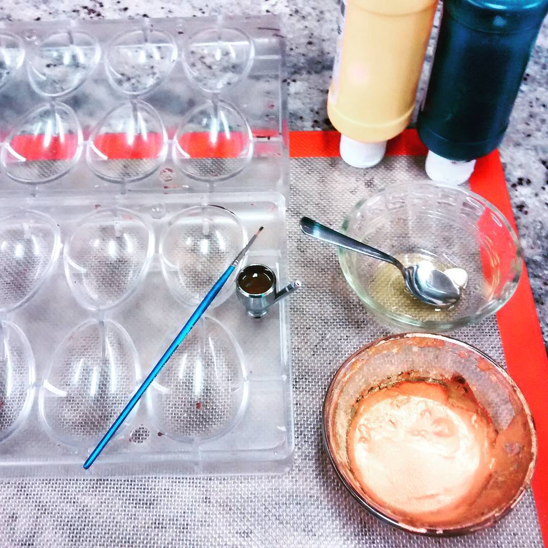 Preparing to paint Persian Eggs (with marshmallow & a saffron ganache yolk). They'll be ready Thursday