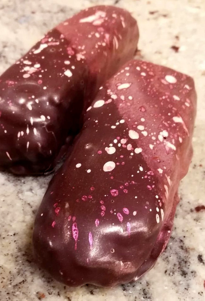 CAND BAR - Apricot paté and Brazilian Catongo-Almond praliné dipped in Ghana dark chocolate.#chocolatier #candybar #beantobar